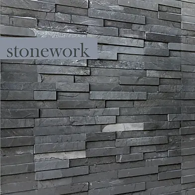 Decorative stone, wall decor wild black slate in loft style, tiles