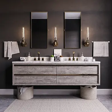 Bezier double floating vanity RH