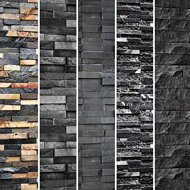 Collection of black stone. Slate, wild stone, wall decor, black stone, decorative, loft, masonry, panel