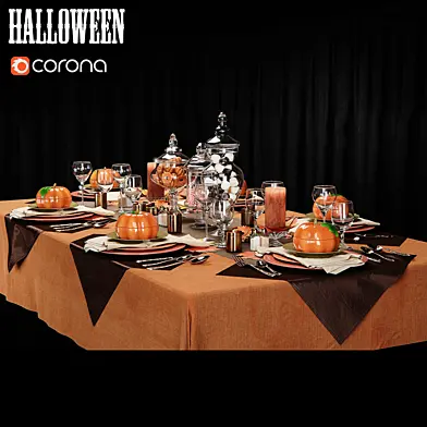 At the contest table setting in the style of Halloween