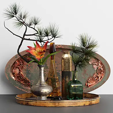 Decorative set with pine branch