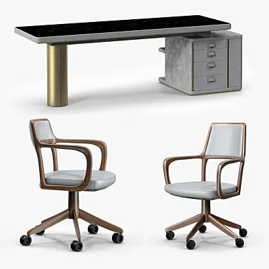 Baxter Verba Volant Desk and Giorgetti Baron Armchair