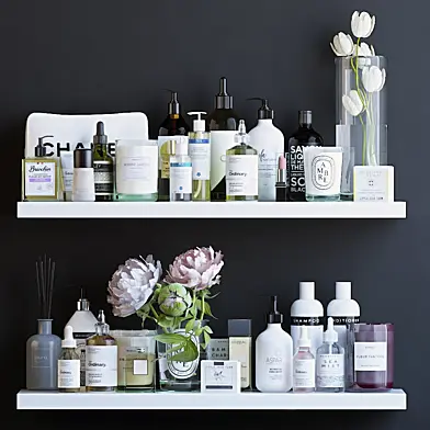 Shelves with cosmetics and bathroom decor - 2