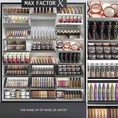 A set of professional cosmetics in a beauty salon or duty free 3