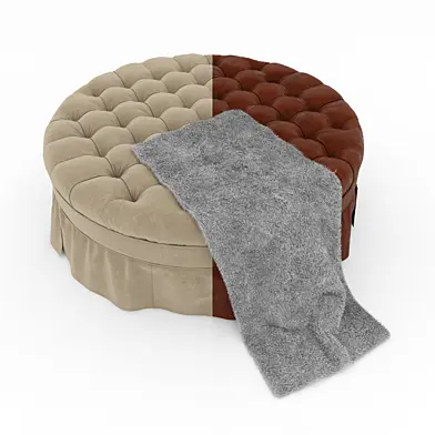 Round capitone ottoman