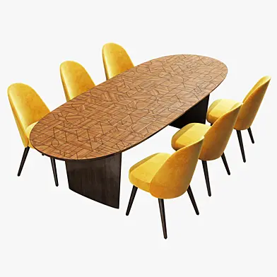 Roche Bobois patchwork dining table 280 + identities chair