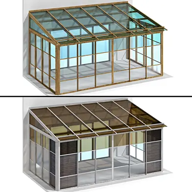 Wooden glazed veranda terrace