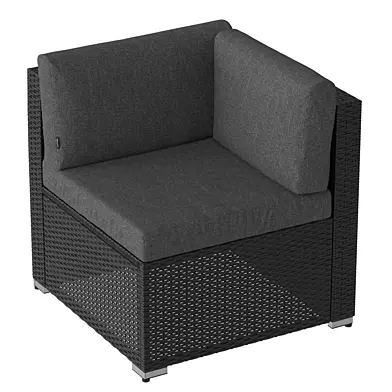 Black corner chair (wicker outdoor furniture) 02