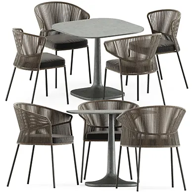 Ola 923 P-IMP and Ola 923/P chair by Potocco and Fiore Outdoor table by bebitalia