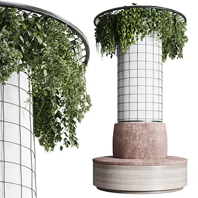 Column seat with hanging plants 05