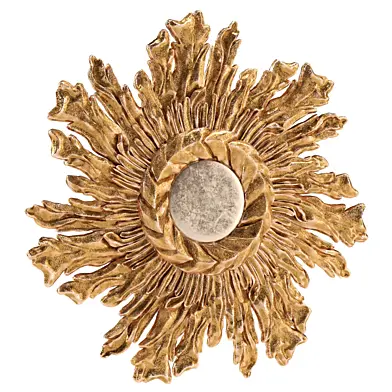 1960s Large Spanish Baroque Starburst Bulleye Wall Mirror
