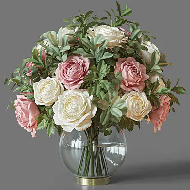 Flower Set 049 pink and white rose