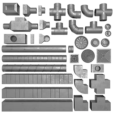 Set of ventilation pipes and adapters