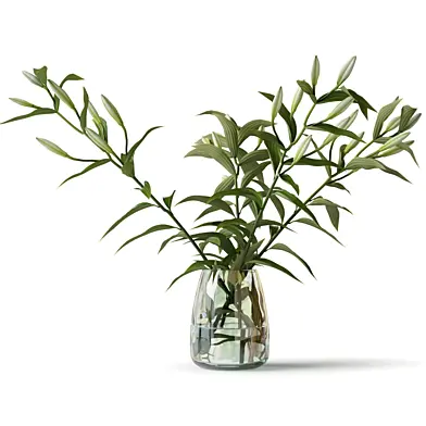 Bouquet with lilies in a glass vase