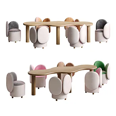 Indoor Children Play Table/Kids Chair, Upholstered Seat, Chalk/Olive Green, 7-piece/1 Piece, 2 to 4 Years