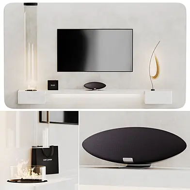 TV wall with hanging fireplace