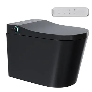 Automatic Wall-Mounted Smart Bidet Toilet with In-Wall Tank Black