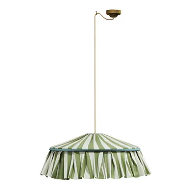 Green Tent Stripe Tiffany Ruffle Lampshade