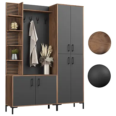 3D model Hall Tree 59.06 Wide Shoe Storage - Wardrobe 02