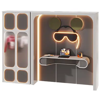 Modern Kids Study and Wardrobe Set with LED 001