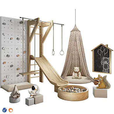 Wooden Kids Indoor Playground Set