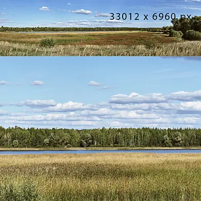 View of Kamyshi and the river. Sunny day. Summer 2025.