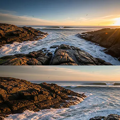 Panorama of wave and light