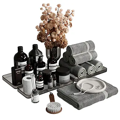 Bathroom Accessories With Decor and Flower dry in a glass vase Set 13