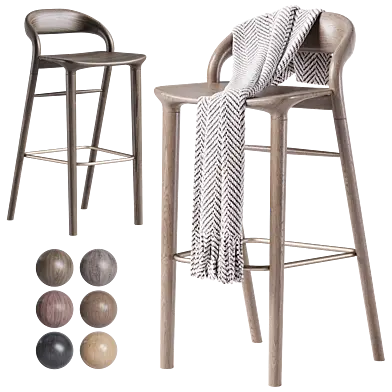 Lugano half-bar stool oak tone terra