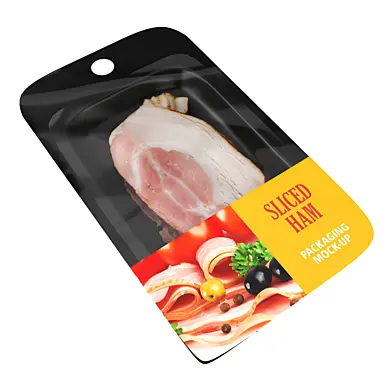 Boiled ham slices with packaging