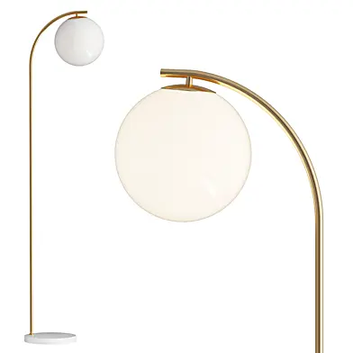 Modern LED Arched Standing Floor Lamp with Frosted Glass Globe Shade
