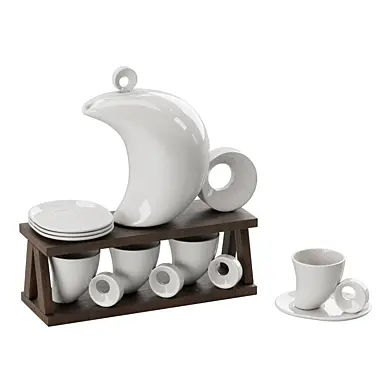 Decorative ceramic tea set on a stand