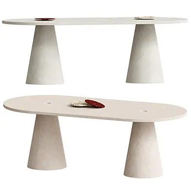 Inside Out Travertine stone Large Dining Table by Karen Chekerdjian