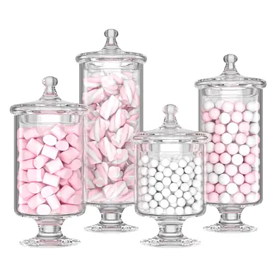 Decorative set / Glass jars with candies and marshmallows
