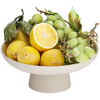 bowl of lemon and green grapes fruit