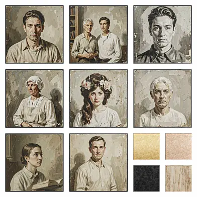 Set of 8 paintings Portraits of Judgments | 4K | PBR