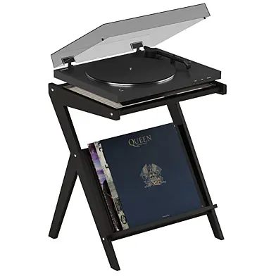 Stand with a vinyl player