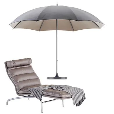 Erik Jorgensen Chaise Longue and Sun Umbrella