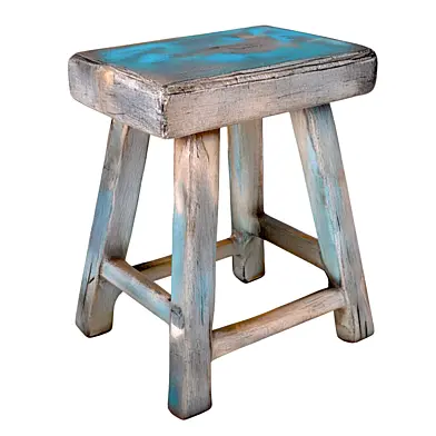 Vintage Blue Village Stool