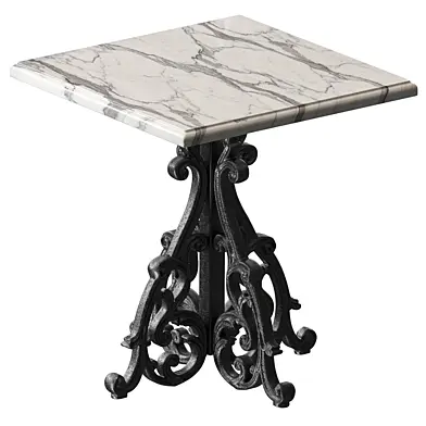 Cast iron base with a marble tabletop