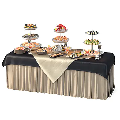 Luxury Seafood Buffet Table with Tiered Stands