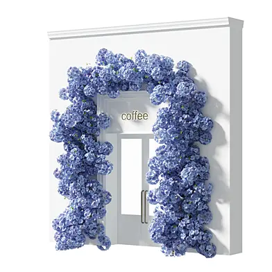 Facade decoration with blue flowers