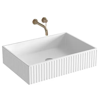 Arezzo Fluted Rectangular Countertop Basin Gloss White