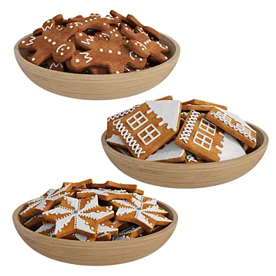 Christmas cookie wooden bowls