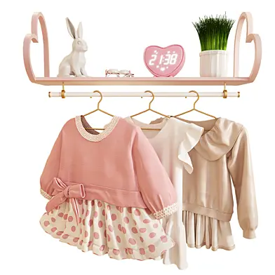 Shelf with decor and dresses for the children's room