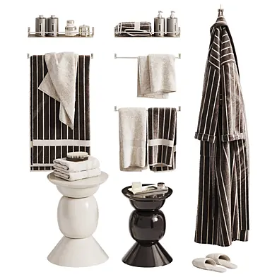 Contrast Striped Bathroom Accessories Set