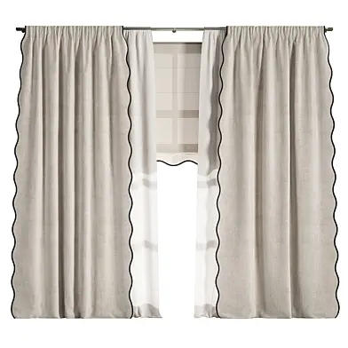 Curtains with tulle and Roman shade 014 KM