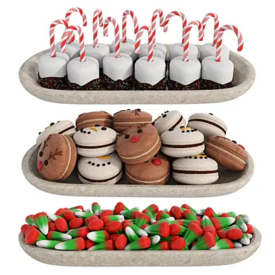 Christmas sweets in oval bowls