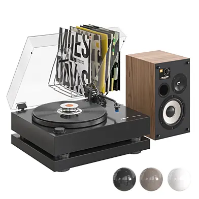 Vinyl player Vinyl Magnat MTT 990 with JBL speakers and records