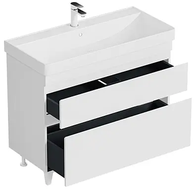 Timber floor cabinet 100 2 drawers color white satin (369645)